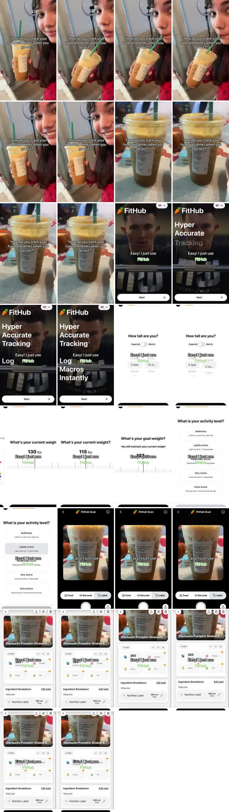 Opening frame from @bethdoesugc's TikTok: How do you track your food and drinks when you go out?