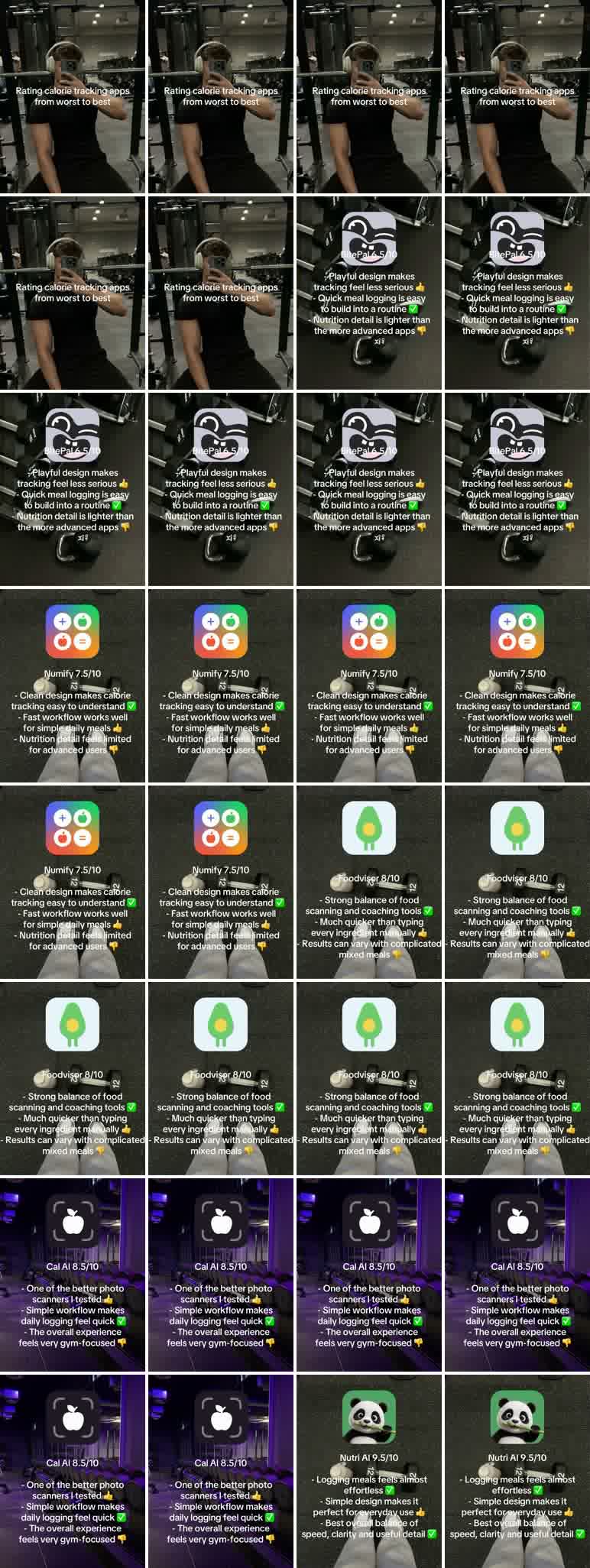 Opening frame from @diegoarias249's TikTok: Rating calorie tracking apps from worst to best